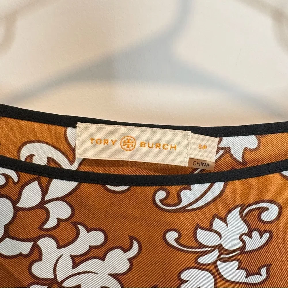 Tory Burch Printed Silk Blouse - Size Small - 70s Scroll